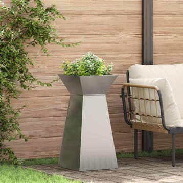 vidaXL Pilaar Plantenbak zilver 35 x 35 x 73 cm, Verzenden, Minder dan 60 cm, Nieuw, Metaal