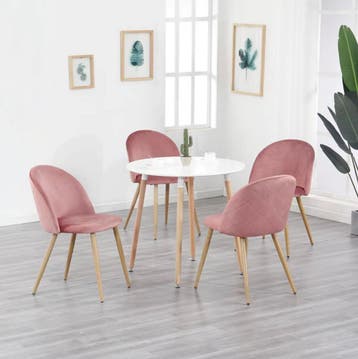 Set van 2/4/6 Fluwelen Stoelen Roze – Eetkamerstoelen, Twee, Overige kleuren, Verzenden, Nieuw