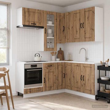 vidaXL Keukenblok KALMAR 8 st Artisanaal eiken Bewerkt hout, Huis en Inrichting, Verzenden, Nieuw, Bruin