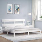 vidaXL Bedframe met hoofdbord massief hout wit, Verzenden, Wit, Hout, Nieuw