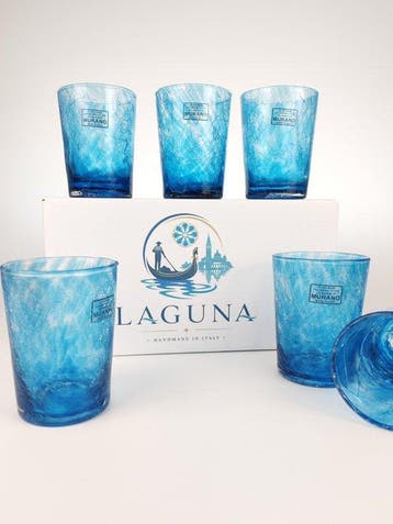 LAGUNA - Drinkservies (6) - gecrackt - Muranoglas - 6 GOTO