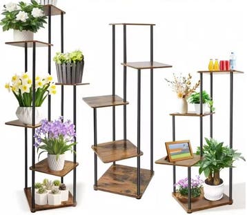 Hoek Plantenrek 4/5/6 Lagen – Metaal en Hout, Compact Design, Verzenden, Nieuw