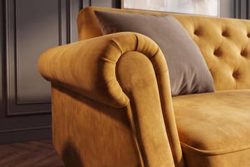 Slaapbank MAISON BELLE AFFAIRE 220cm fluweel mosterdgeel -, Ophalen of Verzenden, Nieuw
