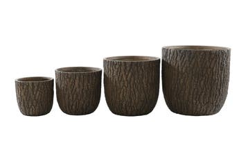 Plantenbak Fiberclay 43x43x41 cm Boomschorsmotief, Verzenden, Nieuw, Rond