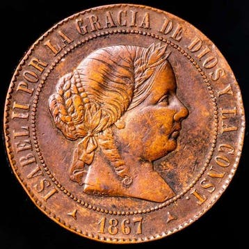 Spanje. Isabel II. 5 Céntimos Segovia (OM) - 1867. Calico
