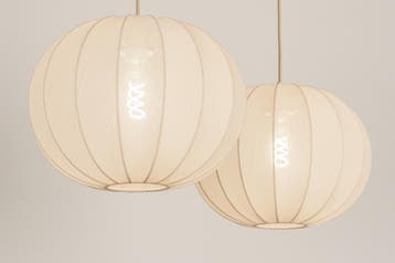 Rietveld Hanglampen - Beige, Zand - Stof, Metaal, Verzenden, Nieuw