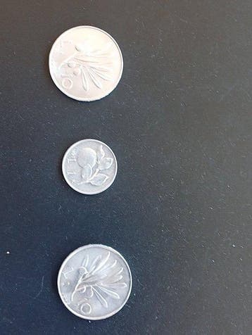 Italië, Republiek 1 Lira 1950 + 10 Lire 1949/1950 (Zonder