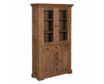 Tower Living Bologna Vitrinekast teakhout 115x40x195 cm -, Huis en Inrichting, Kasten | Vitrinekasten, Ophalen of Verzenden, Nieuw