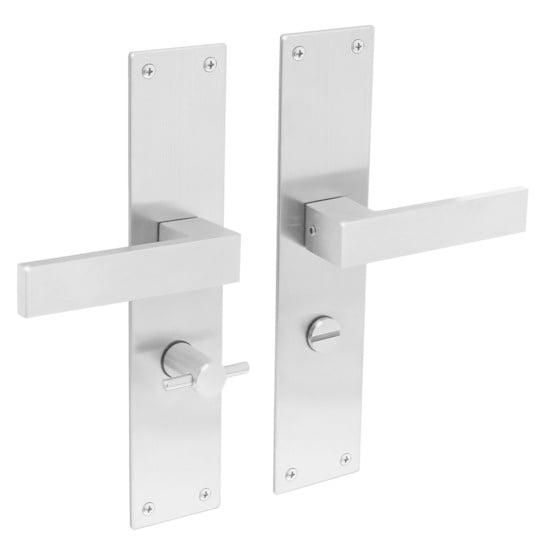 Deurklink Amsterdam met schild wc63/8 rvs geborsteld - de..., Doe-het-zelf en Verbouw, Hang- en Sluitwerk, Klink of Kruk, Nieuw