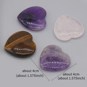 Natuursteen Hart Amethist & Rozenkwarts - 40mm Kristal Ornam, Sieraden, Tassen en Uiterlijk, Verzenden, Nieuw