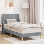 vidaXL Bedframe Effen met hoofdeinde Lichtgrijs 90 x 200 cm, Verzenden, Nieuw, Stof