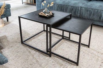 Design bijzettafels set van 2 SLIM LINE 50cm zwart essen, Ophalen of Verzenden, Nieuw