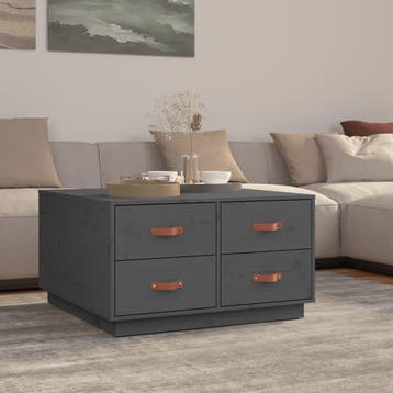 vidaXL Salontafel 80x80x45 cm massief grenenhout grijs, Huis en Inrichting, Tafels | Salontafels, Minder dan 50 cm, 50 tot 100 cm