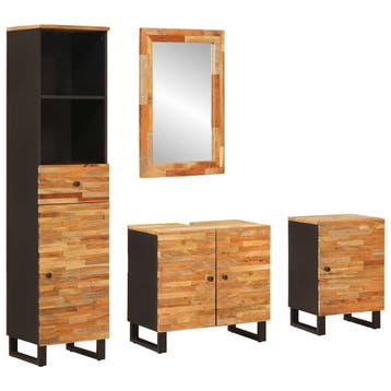 vidaXL Badkamer Sets met lade met plank Naturel Massief, Huis en Inrichting, Verzenden, Nieuw, Overige typen