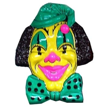 Clown carnaval thema wanddecoratie 60 cm geel - Carnaval t.., Ophalen of Verzenden, Nieuw