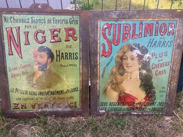 2 x antieke reclameborden - • NIGER de Harris • SUBLIMIOR de