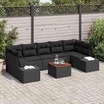 vidaXL Tuinbankenset met opslag 8 pcs Zwart poly rattan, Verzenden, Nieuw, Rotan, 8 zitplaatsen
