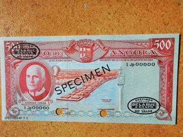 Angola. - 500 Escudos 1970 - SPECIMEN - Pick 97s (Zonder