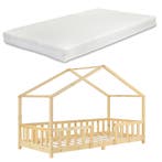 Kinderbed Treviolo met matras 90x200 cm houtkleurig, Verzenden, Nieuw
