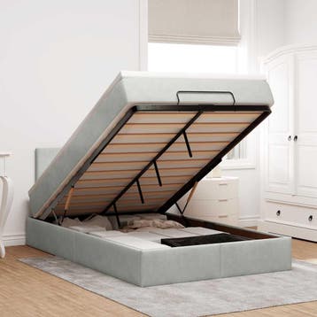 vidaXL Bed poef met matras 120x190 cm fluweel lichtgrijs, Verzenden, Nieuw, 190 cm of minder, Twijfelaar