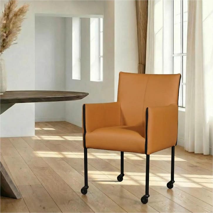 Leren eetkamerstoel More - Toledo Sabbia (lichtcognac) -, Huis en Inrichting, Stoelen, Nieuw, Leer, Ophalen of Verzenden