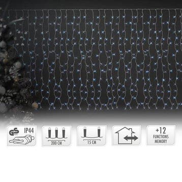 2dekans | Gordijnverlichting - 240LED - 225x150cm - koel wit, Diversen, Kerst, Ophalen of Verzenden, Zo goed als nieuw