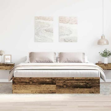 vidaXL Bedframe zonder matras 180x200 cm bewerkt hout oud, Huis en Inrichting, Eenpersoons, Bruin, Verzenden, Nieuw