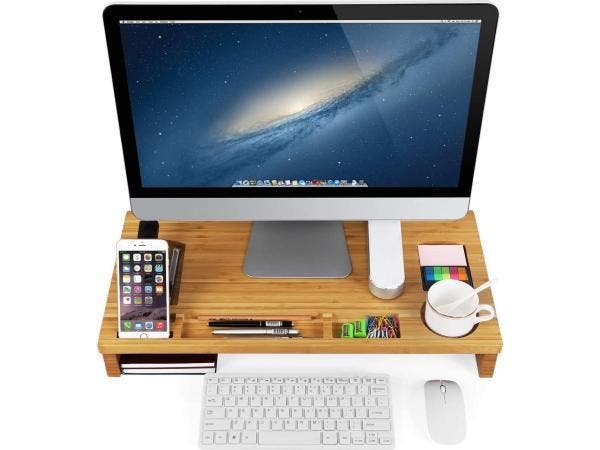 Veiling - iBella Living monitor standaard organizer bamboe - Bureau-accessoires