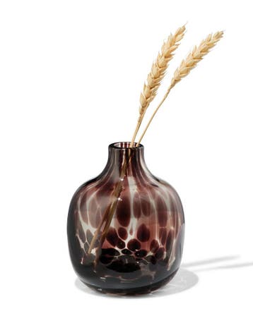 HEMA Vaas 7x10cm glas camouflage bruin, Huis en Inrichting, Woonaccessoires | Vazen, Verzenden, Nieuw