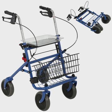 Opvouwbare Rollator met 4 Wielen, Zitting, Mand en Dienblad, Verzenden, Nieuw