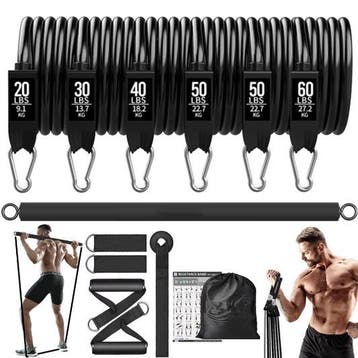 Workout Bar met Weerstandsbanden Set voor Thuisfitness, Verzenden, Nieuw