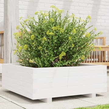vidaXL Plantenbak 70x70x26,5 cm massief grenenhout wit, Verzenden, Nieuw, Hout, 60 tot 100 cm