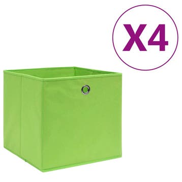 vidaXL Opbergboxen 4 st 28x28x28 cm nonwoven stof groen, Huis en Inrichting, Verzenden, Nieuw