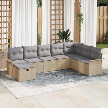 vidaXL Tuin Sofa Set 8 st Poly riet, Verzenden, Nieuw, 8 zitplaatsen