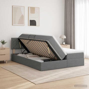 vidaXL Opslag bed met hoofdeinde 2 st Donkergrijs Nep Leer, Verzenden, Nieuw