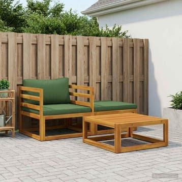 vidaXL Modulaire bankset met kussens 3 st 2-zits Massief, Tuin en Terras, Tuinsets en Loungesets, Verzenden, Nieuw, 3 zitplaatsen