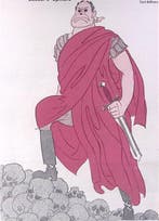 Caesar Mussolinis opmars over lijken op spotprent (Lithos), Verzenden