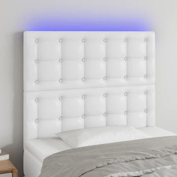 vidaXL Hoofdbord LED 80x5x118/128 cm kunstleer wit, Verzenden, Nieuw, Wit, Overige materialen