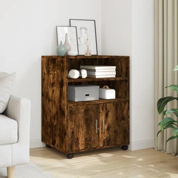 vidaXL Rolkast 60x48x81 cm bewerkt hout gerookt eikenkleurig, Verzenden, Nieuw