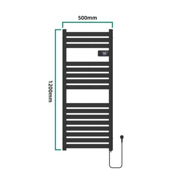 pro.tec Handdoekradiator Ringebu elektrisch 120x50x4,3 cm zw, Verzenden, Nieuw