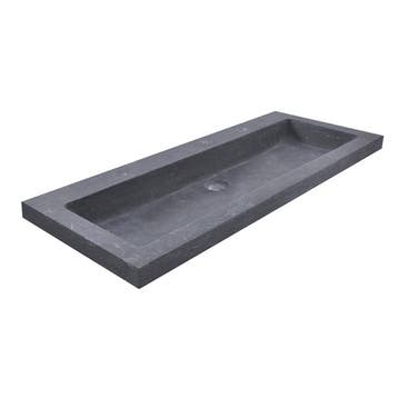 BWS Wastafel Hardsteen 100x46x5 cm 2 Kraangaten Mat Zwart, Ophalen of Verzenden, Nieuw, Overige typen