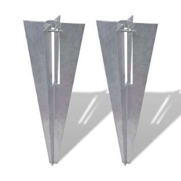 vidaXL Schuttingpaalpinnen 2 st staal, Tuin en Terras, Verzenden, Nieuw