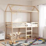 vidaXL Halfhoogslaper met ladder en bedhuis grenenhout, 90 cm, Eenpersoons, Bruin, Verzenden