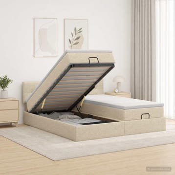 vidaXL Ottoman bed met matras met hoofdeinde 2 st, Verzenden, Nieuw, Crème