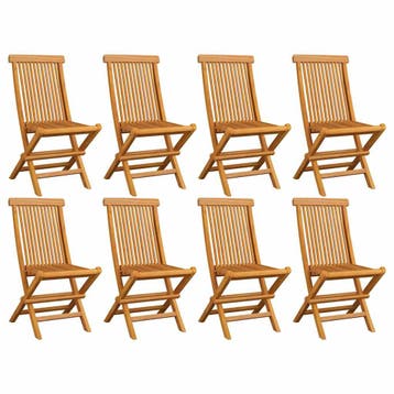 vidaXL Opklapbare stoelen, 8 stuks, massief teakhout, Verzenden, Nieuw, Hout