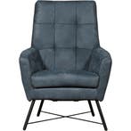 Leren fauteuil Proud - Kenia Denim (blauw), Huis en Inrichting, Fauteuils, Nieuw, Ophalen of Verzenden, 75 tot 100 cm, Industrieel, Modern