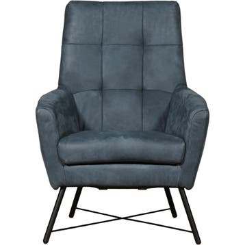 Leren fauteuil Proud - Kenia Denim (blauw), Nieuw, Ophalen of Verzenden, 75 tot 100 cm, Industrieel, Modern
