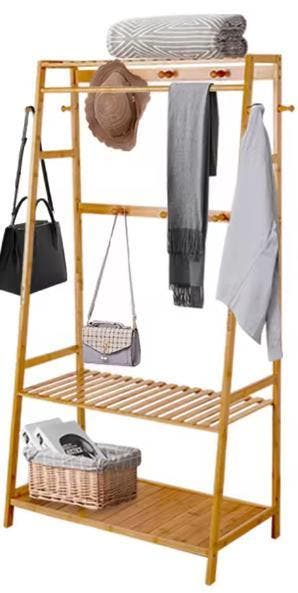 Bamboe Kledingrek met Haken en Planken, Verzenden, Nieuw