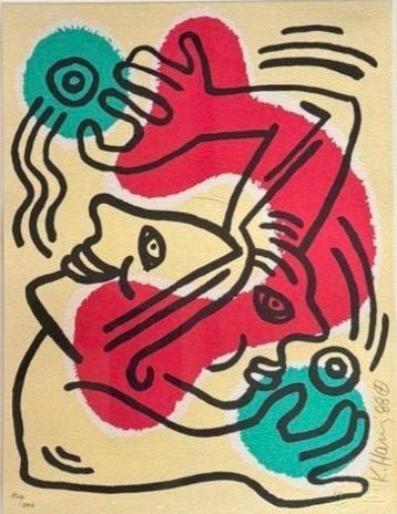 Keith Haring (1958-1990) - International Volunteer Day, Antiek en Kunst