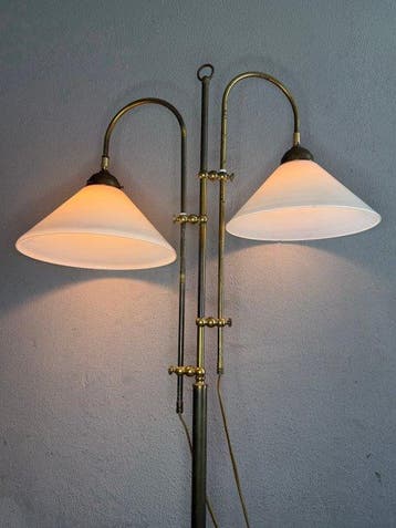 Staande lamp - Messing, Glas, Brons - Verstelbaar tot 175